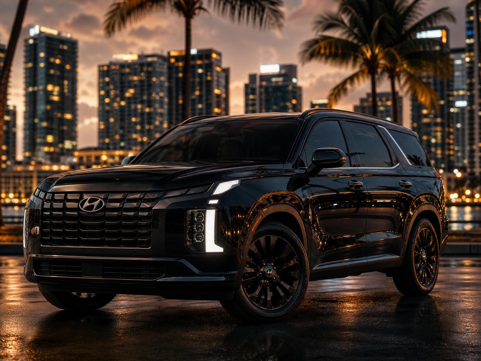 Auto negro de lujo en Miami